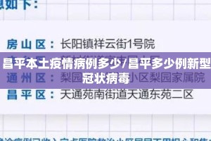昌平本土疫情病例多少/昌平多少例新型冠状病毒