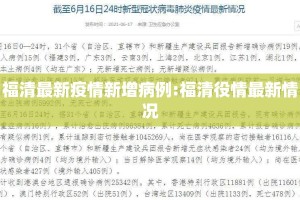福清最新疫情新增病例:福清役情最新情况