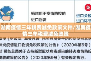 湖南疫情三年税费减免政策文件/湖南疫情三年税费减免政策