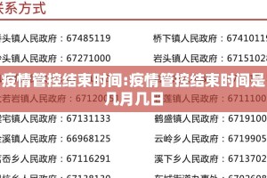 疫情管控结束时间:疫情管控结束时间是几月几日