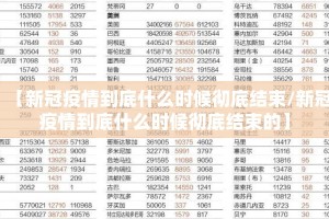 【新冠疫情到底什么时候彻底结束/新冠疫情到底什么时候彻底结束的】