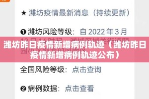 潍坊昨日疫情新增病例轨迹（潍坊昨日疫情新增病例轨迹公布）