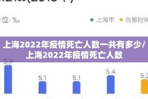 上海2022年疫情死亡人数一共有多少/上海2022年疫情死亡人数