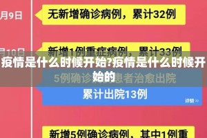 疫情是什么时候开始?疫情是什么时候开始的