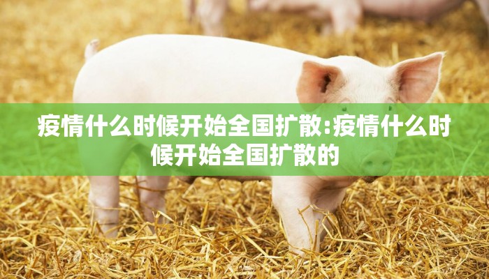 疫情什么时候开始全国扩散:疫情什么时候开始全国扩散的