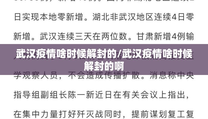 武汉疫情啥时候解封的/武汉疫情啥时候解封的啊