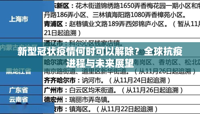 新型冠状疫情何时可以解除？全球抗疫进程与未来展望