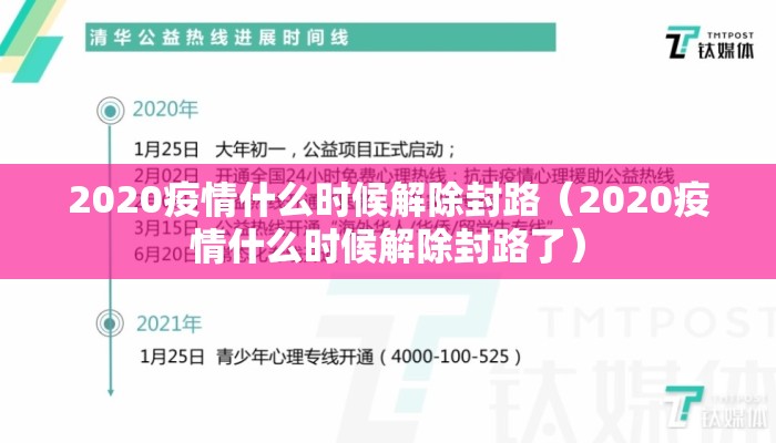 2020疫情什么时候解除封路（2020疫情什么时候解除封路了）