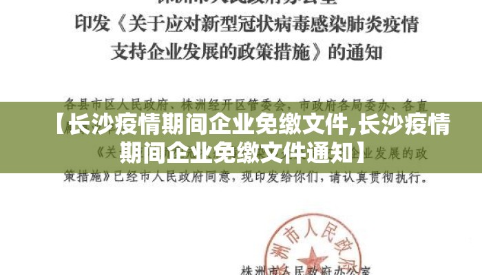【长沙疫情期间企业免缴文件,长沙疫情期间企业免缴文件通知】