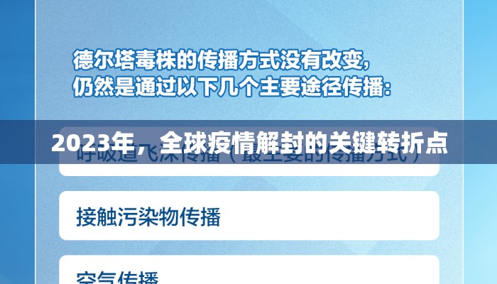 2023年，全球疫情解封的关键转折点
