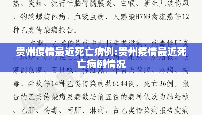 贵州疫情最近死亡病例:贵州疫情最近死亡病例情况