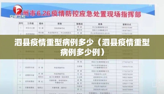 泗县疫情重型病例多少（泗县疫情重型病例多少例）