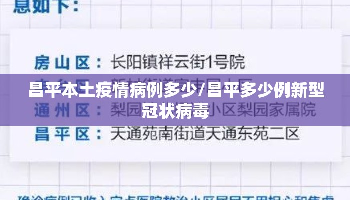 昌平本土疫情病例多少/昌平多少例新型冠状病毒