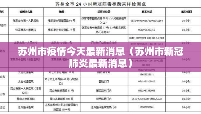 苏州市疫情今天最新消息（苏州市新冠肺炎最新消息）