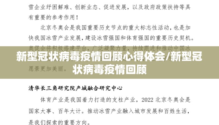 新型冠状病毒疫情回顾心得体会/新型冠状病毒疫情回顾