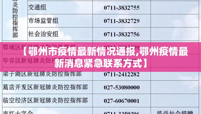 【鄂州市疫情最新情况通报,鄂州疫情最新消息紧急联系方式】