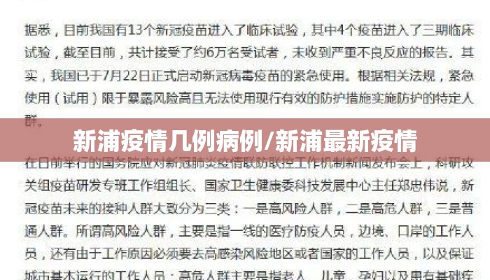 新浦疫情几例病例/新浦最新疫情