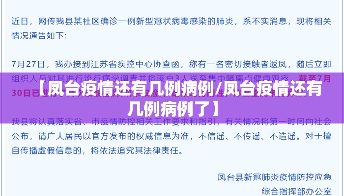 【凤台疫情还有几例病例/凤台疫情还有几例病例了】