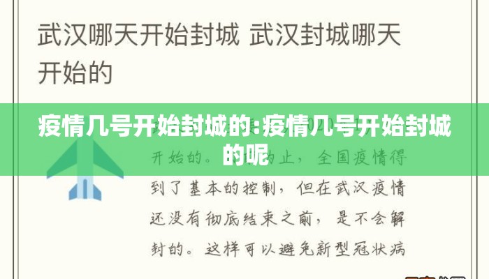 疫情几号开始封城的:疫情几号开始封城的呢