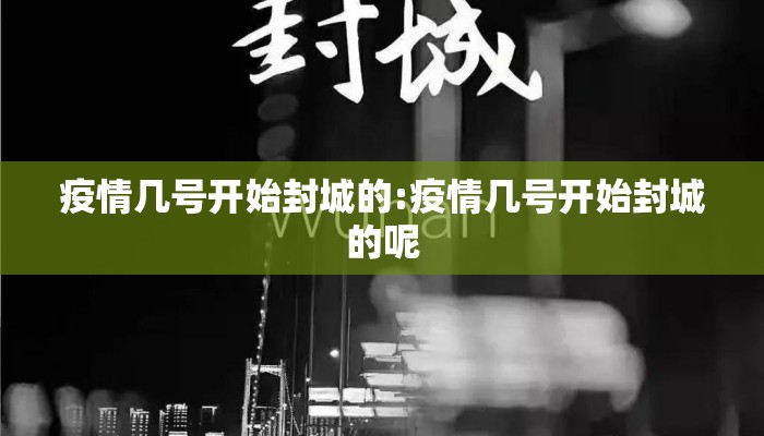 疫情几号开始封城的:疫情几号开始封城的呢