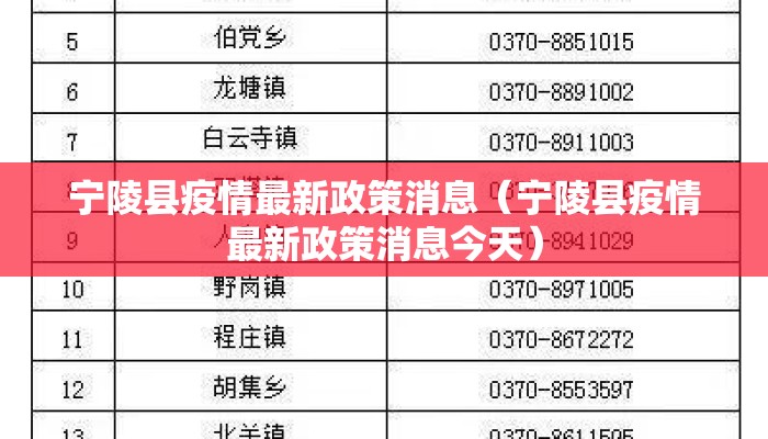 宁陵县疫情最新政策消息（宁陵县疫情最新政策消息今天）