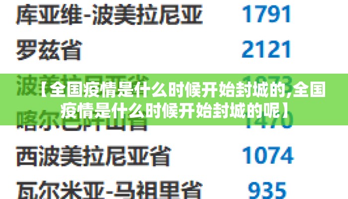 【全国疫情是什么时候开始封城的,全国疫情是什么时候开始封城的呢】