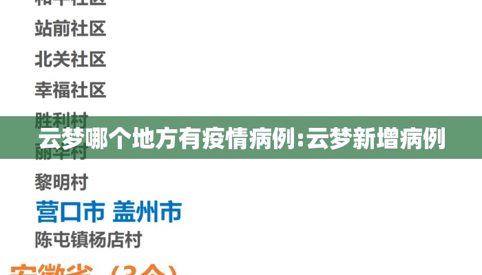 云梦哪个地方有疫情病例:云梦新增病例