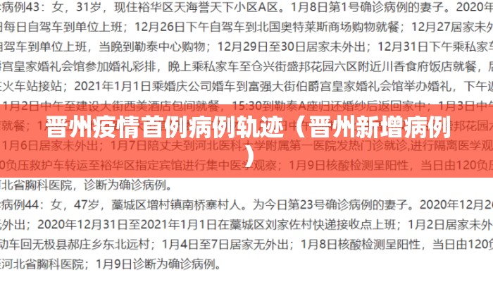 晋州疫情首例病例轨迹（晋州新增病例）