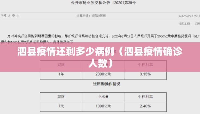 泗县疫情还剩多少病例（泗县疫情确诊人数）
