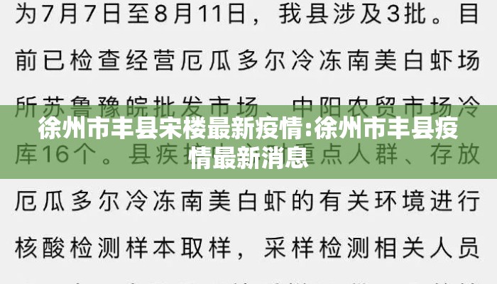 徐州市丰县宋楼最新疫情:徐州市丰县疫情最新消息