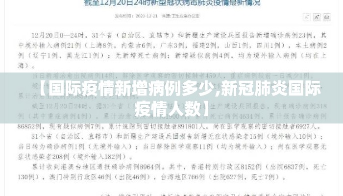 【国际疫情新增病例多少,新冠肺炎国际疫情人数】