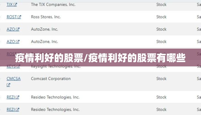 疫情利好的股票/疫情利好的股票有哪些