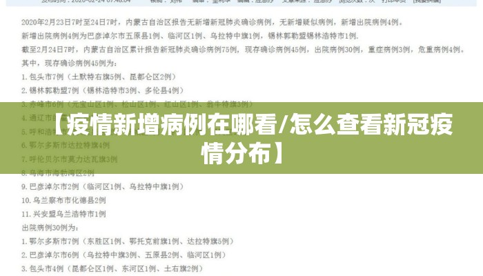 【疫情新增病例在哪看/怎么查看新冠疫情分布】