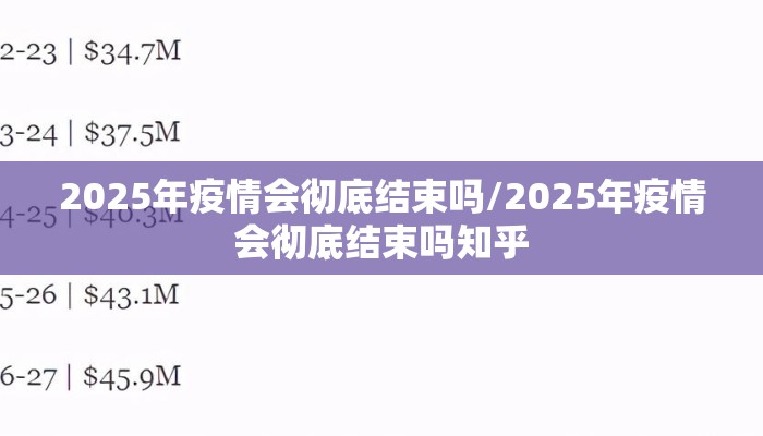 2025年疫情会彻底结束吗/2025年疫情会彻底结束吗知乎