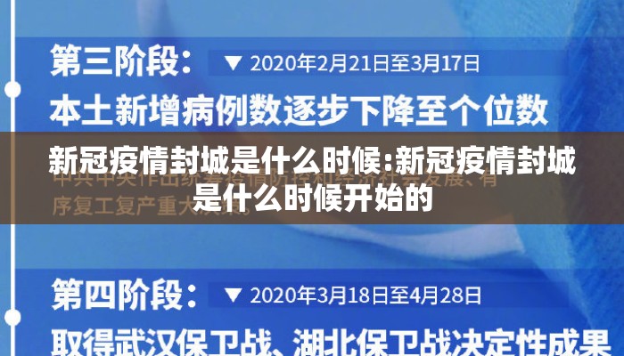 新冠疫情封城是什么时候:新冠疫情封城是什么时候开始的