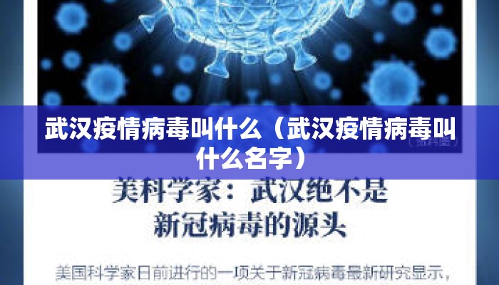 武汉疫情病毒叫什么（武汉疫情病毒叫什么名字）