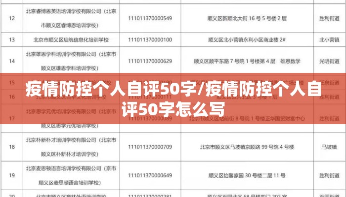 疫情防控个人自评50字/疫情防控个人自评50字怎么写