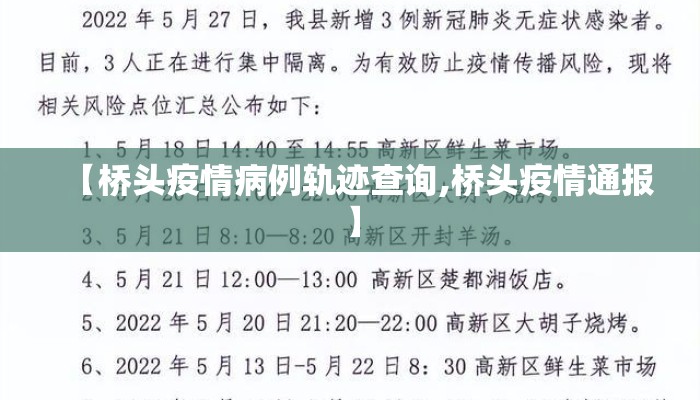 【桥头疫情病例轨迹查询,桥头疫情通报】