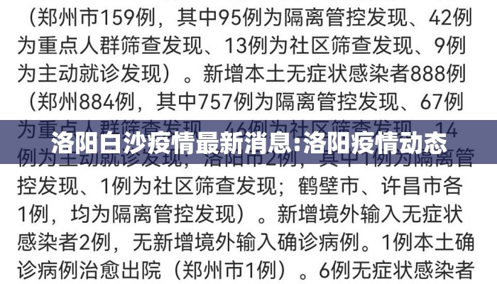 洛阳白沙疫情最新消息:洛阳疫情动态