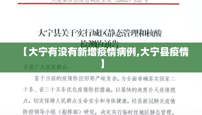 【大宁有没有新增疫情病例,大宁县疫情】