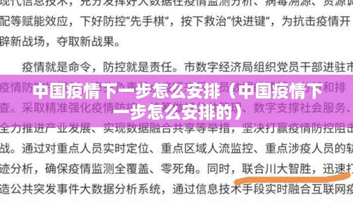 中国疫情下一步怎么安排（中国疫情下一步怎么安排的）