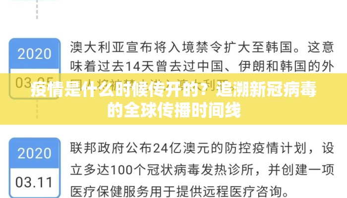 疫情是什么时候传开的？追溯新冠病毒的全球传播时间线