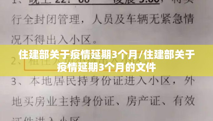 住建部关于疫情延期3个月/住建部关于疫情延期3个月的文件