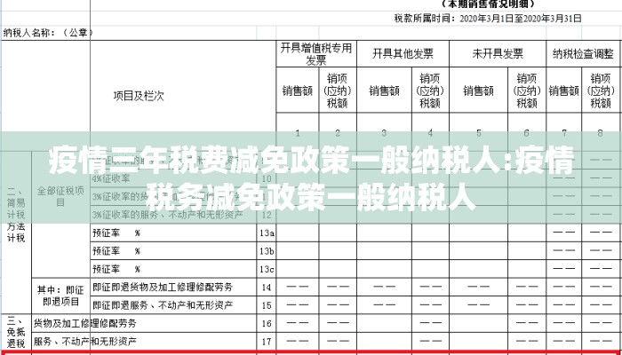 疫情三年税费减免政策一般纳税人:疫情税务减免政策一般纳税人