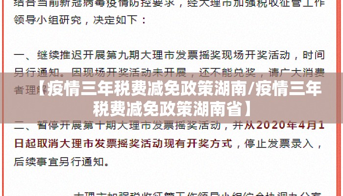 【疫情三年税费减免政策湖南/疫情三年税费减免政策湖南省】