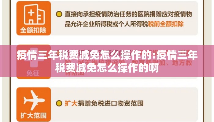 疫情三年税费减免怎么操作的:疫情三年税费减免怎么操作的啊