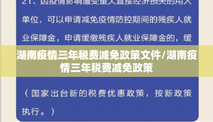 湖南疫情三年税费减免政策文件/湖南疫情三年税费减免政策