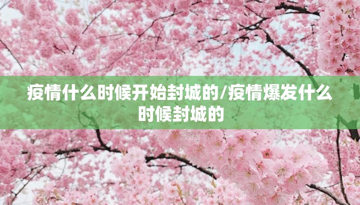 疫情什么时候开始封城的/疫情爆发什么时候封城的