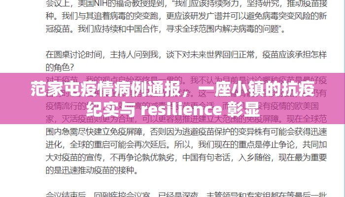 范家屯疫情病例通报，一座小镇的抗疫纪实与 resilience 彰显
