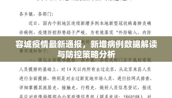 容城疫情最新通报，新增病例数据解读与防控策略分析